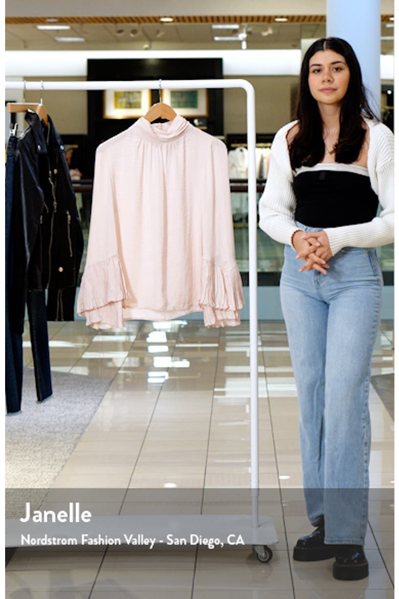 Ruffle Bell Sleeve Mock Neck Top video