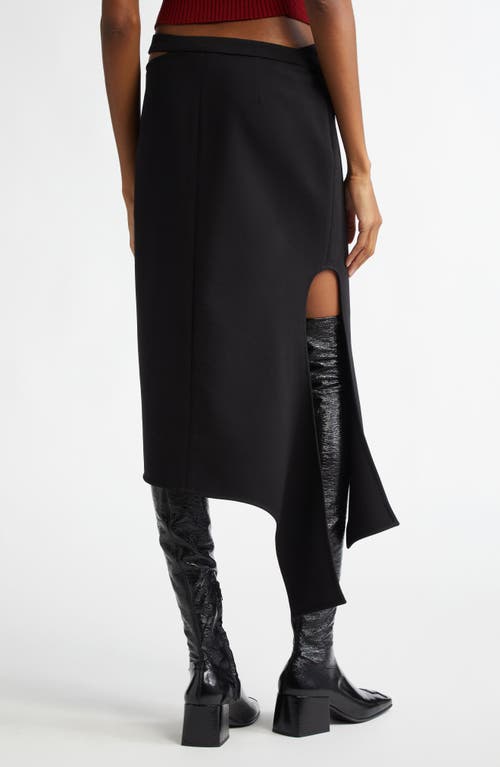 Courrèges Slash Cutout Wool Midi Skirt In Black