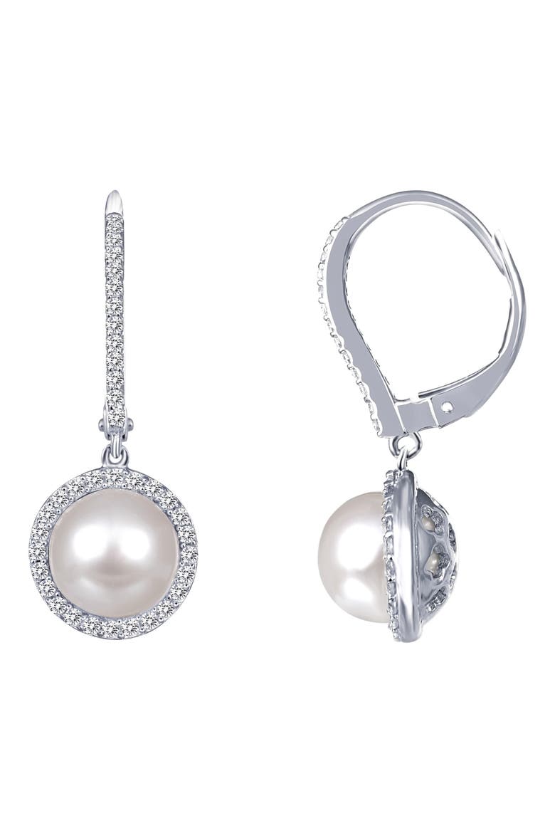'Lassaire' Pearl Drop Earrings, Alternate, color, SILVER/ CLEAR