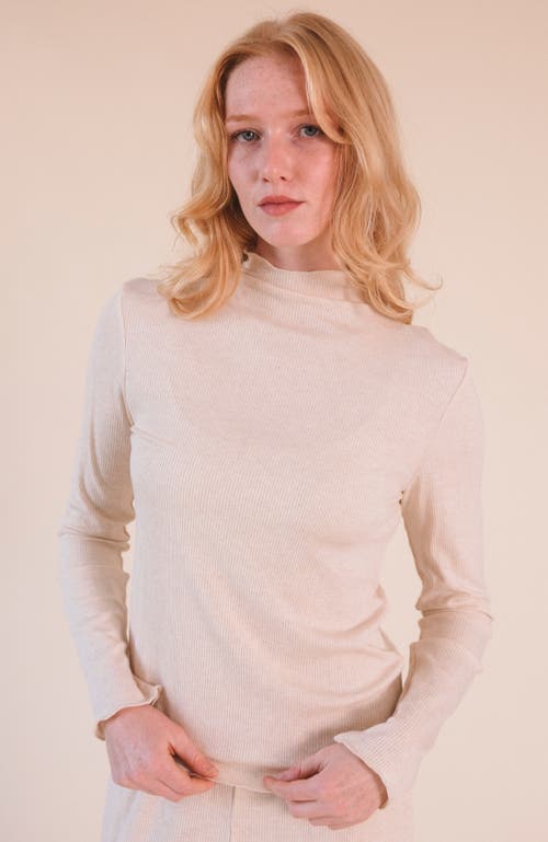 Poplinen Norma Modal Ribbed Turtleneck In Heather Almond