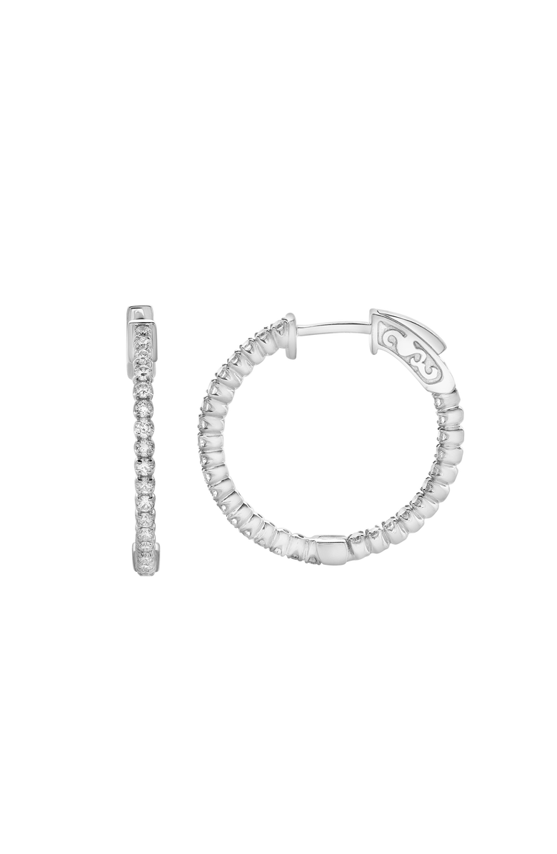 LuvMyJewelry Eloise Sleek Inside Out Diamond Set Hoop Earrings in 14K Gold, Main, color, 14K White Gold