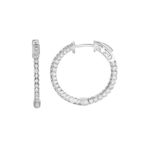 Eloise Sleek Inside Out Diamond Set Hoop Earrings in 14K Gold