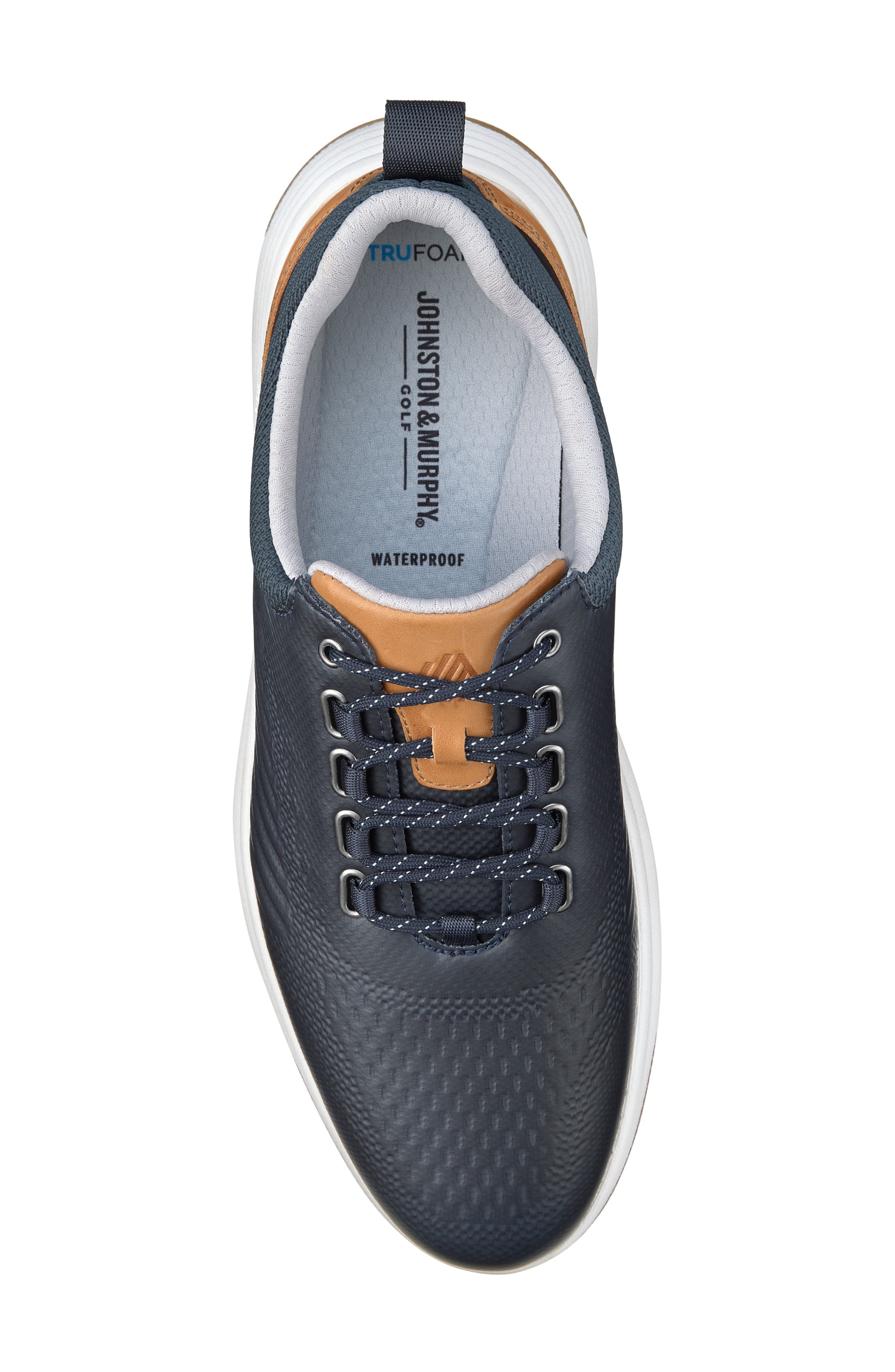 Johnston & Murphy Amherst GL1 Sport Hybrid Waterproof Golf Sneaker, Alternate, color, Navy Coated Knit