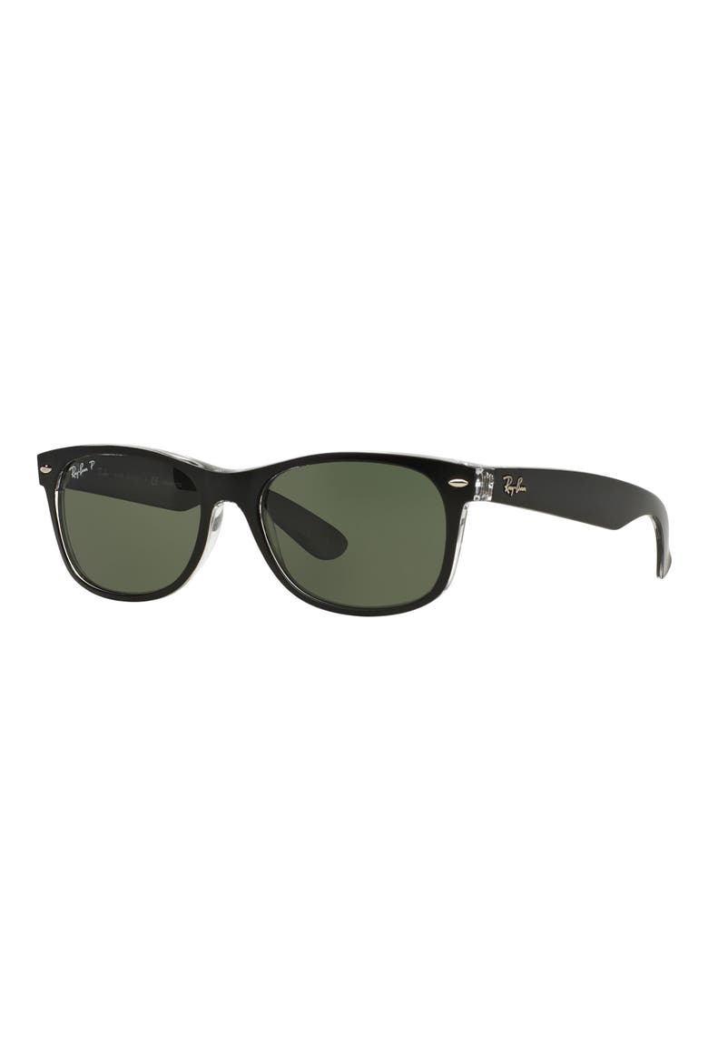 New Wayfarer 55mm Rectangular Sunglasses, Alternate, color, TRANSPARENT BLACK