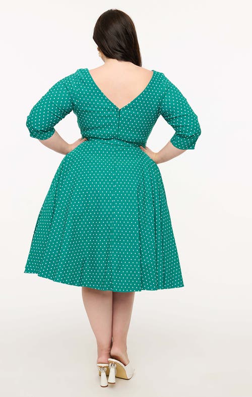 Unique Vintage Plus Size Devon Swing Dress In Green