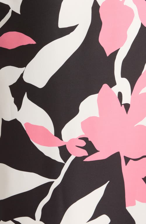 Natori Niwashi Floral-print Charmeuse Robe In Pink/black