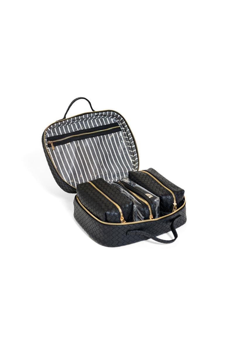TRVL Design Woven Jet Makeup Bag, Alternate, color, Black