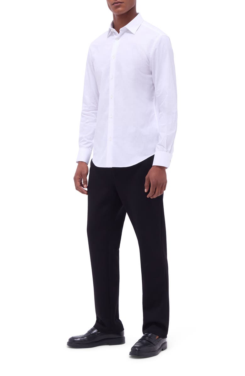 Bugatchi Julian Shaped Fit Stretch Cotton Button-Up Shirt, Alternate, color, White