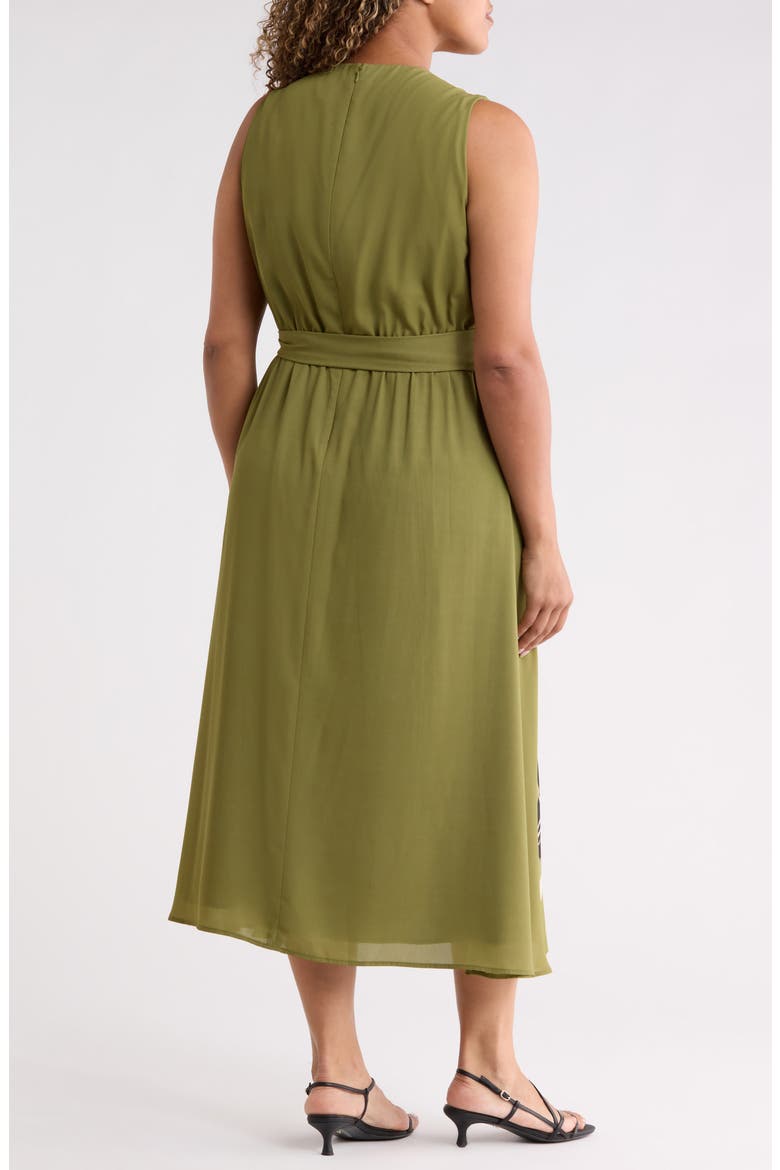 Floral Faux Wrap Midi Dress, Alternate, color, BAY LEAF MULTI