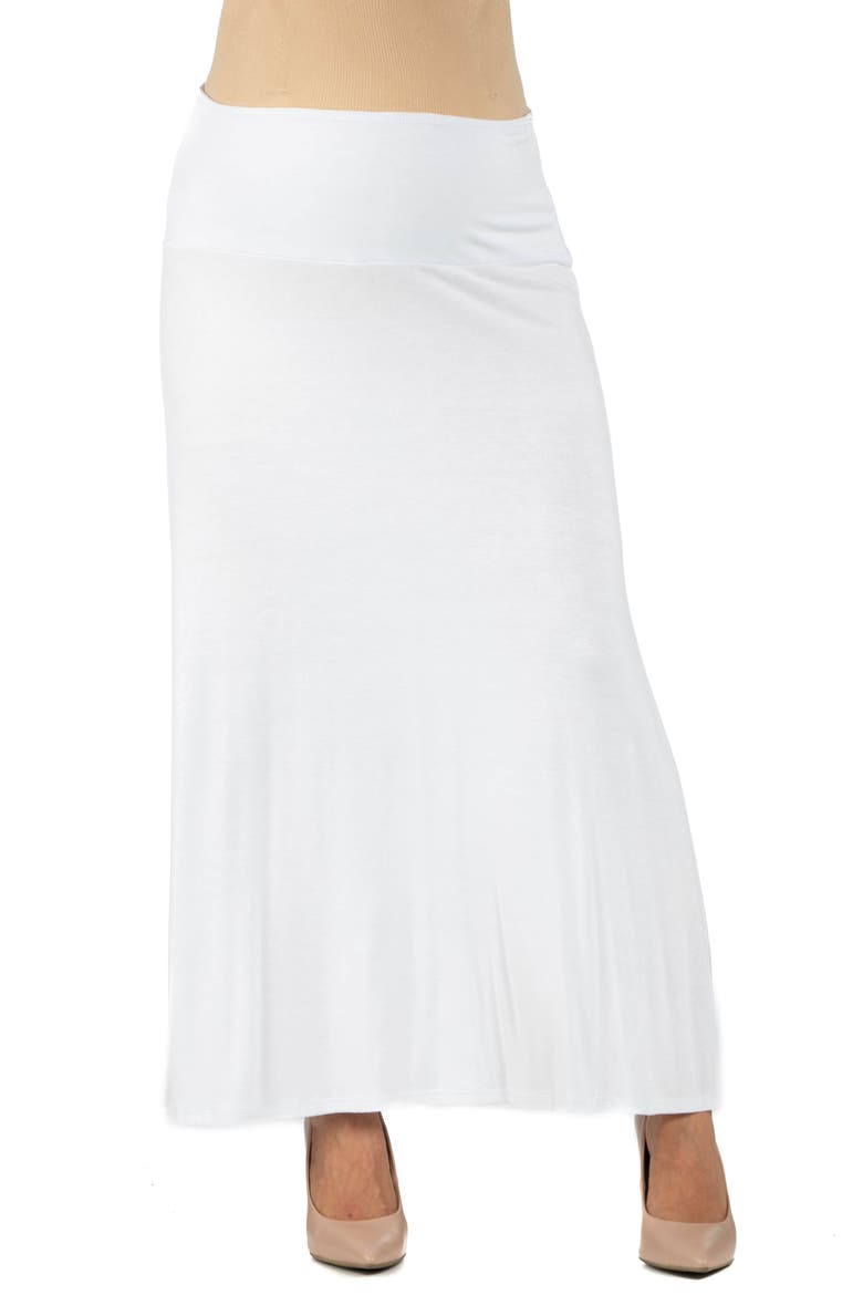 Maternity Elastic Waist Maxi Skirt, Main, color, White