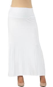 24seven Comfort Apparel Maternity Elastic Waist Maxi Skirt