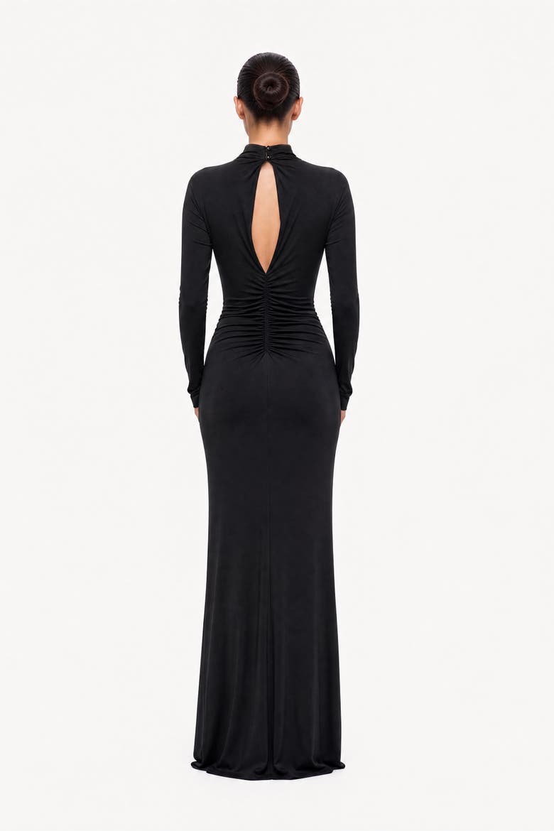 Stone Detail Draped Maxi Dress, Alternate, color, Black