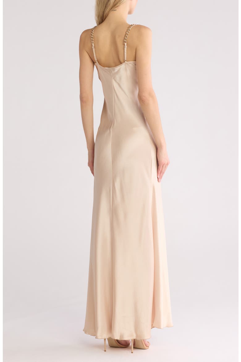 Chain Strap Satin Dress, Alternate, color, CHAMPAGNE