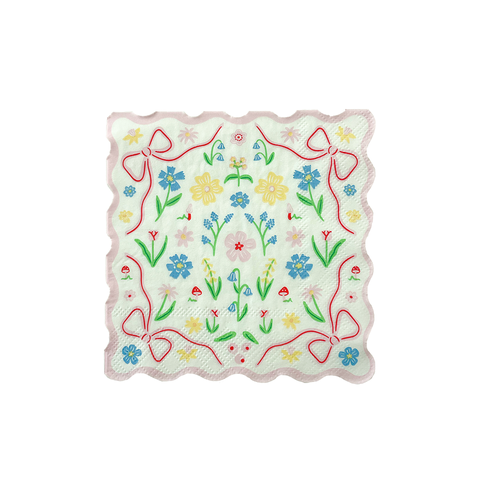 Bunnies In The Garden Pink Floral Petite Napkins