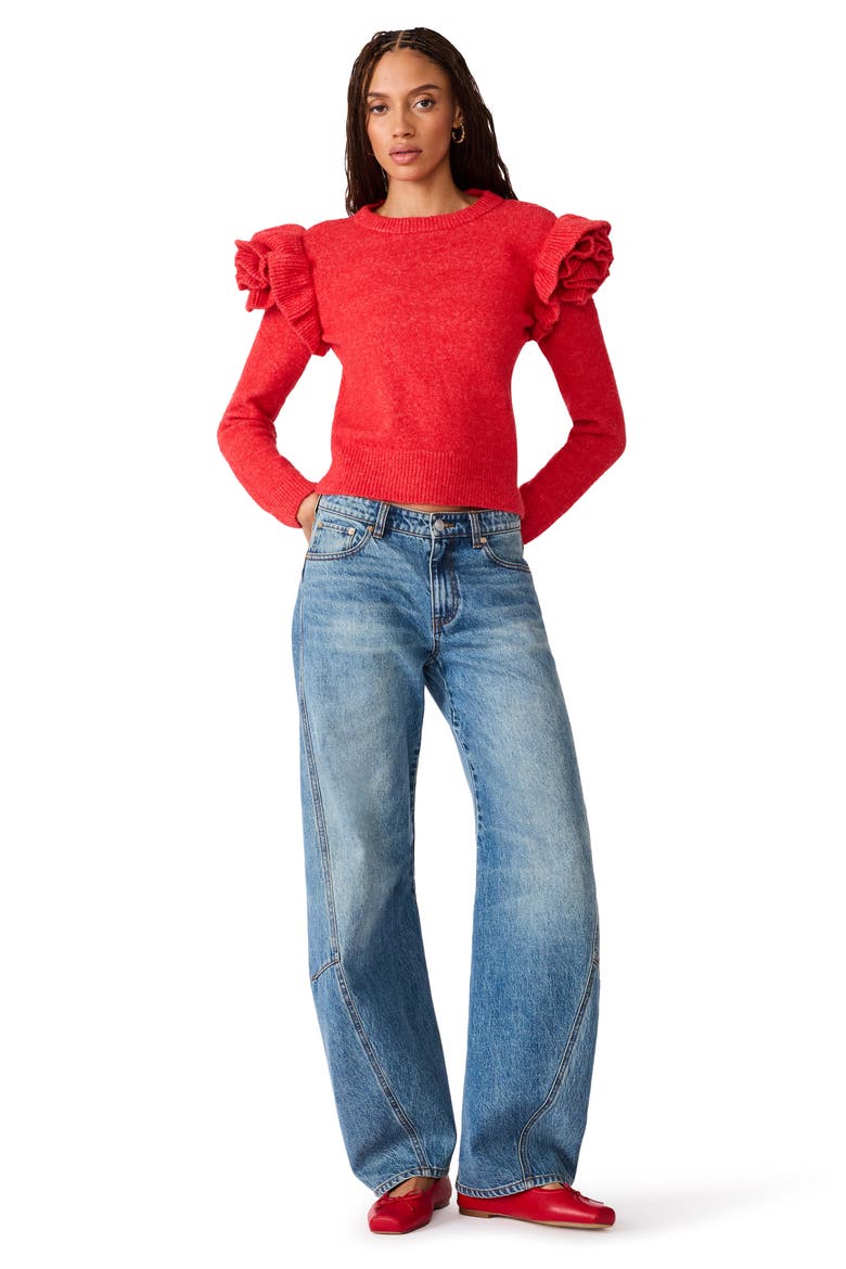 Nadine Ruffle Shoulder Sweater, Alternate, color, BAKED APPLE
