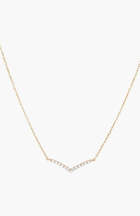 Pavé Diamond Wishbone Necklace