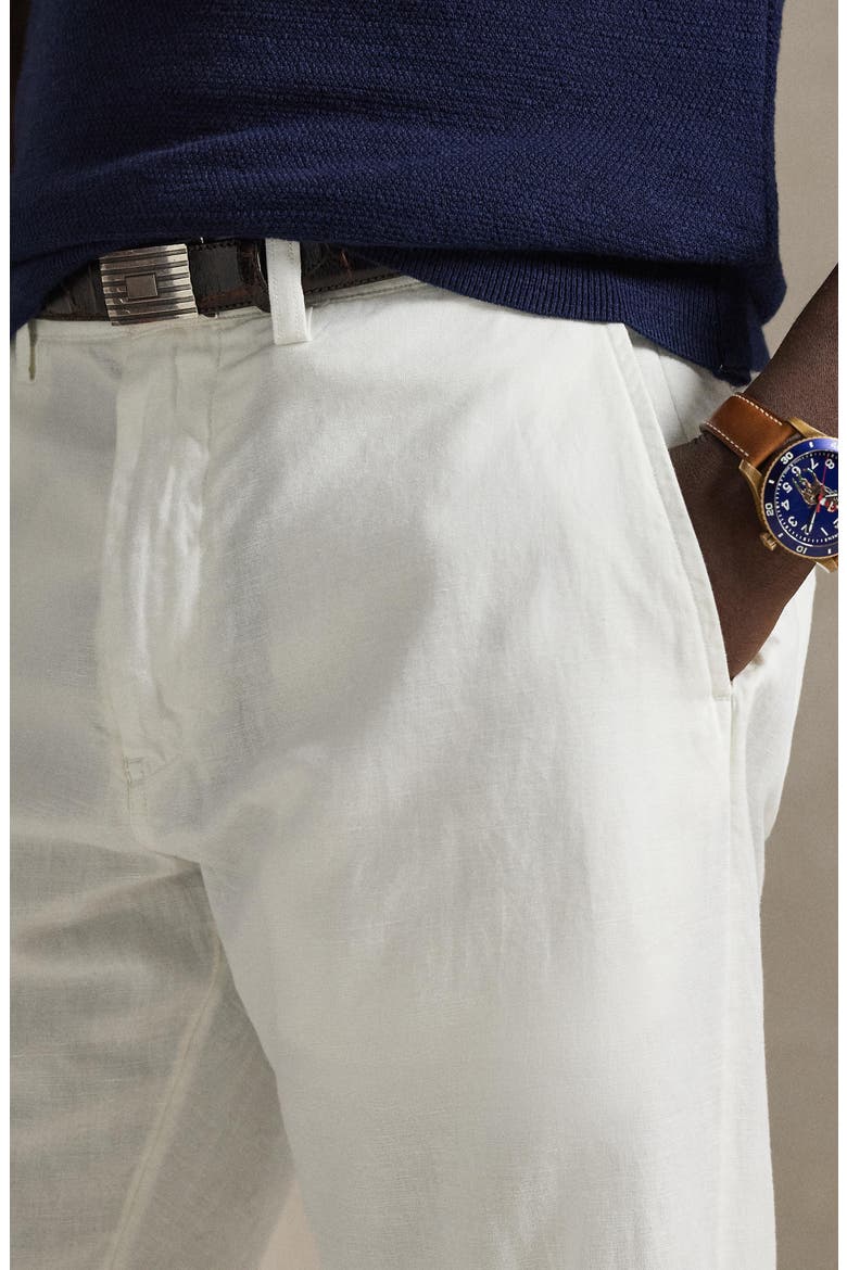 Bedford Classic Fit Linen & Cotton Pants, Alternate, color, WHITE