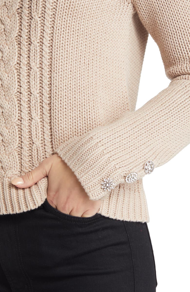 Wit & Wisdom Rhinestone Accent Crewneck Sweater, Alternate, color, Oatmeal