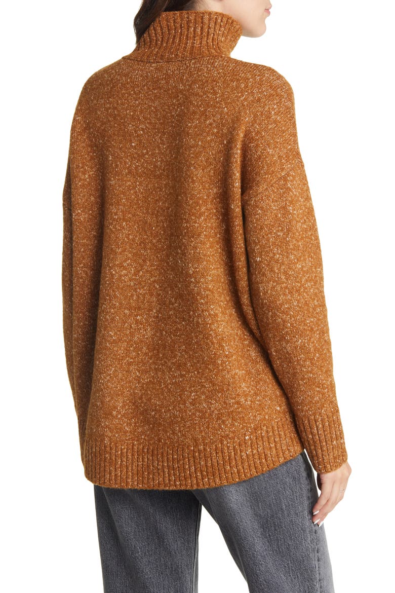 Women's Marled Mock Neck High-Low Tunic Sweater, Alternate, color, TAN DALE