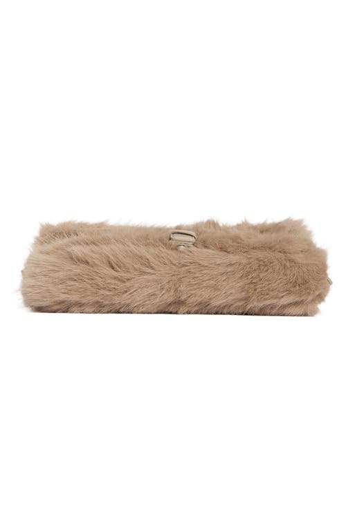 Bcbg Faux Fur Buckle Shoulder Bag In Brown