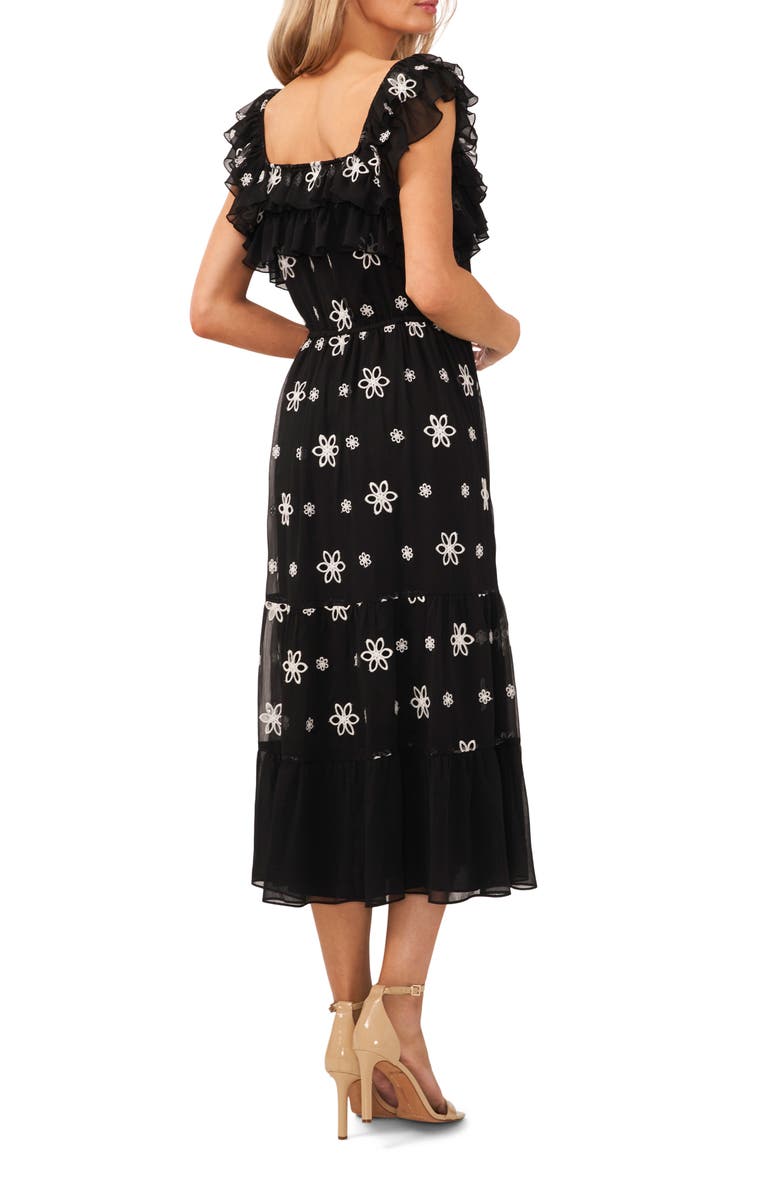 CeCe Ruffle Square Neck Midi Dress, Alternate, color, 