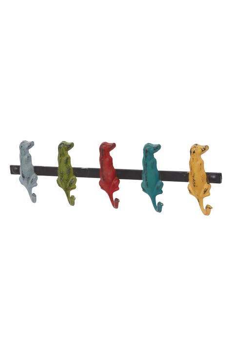 Multicolored Metal 5-Hanger Wall Hook