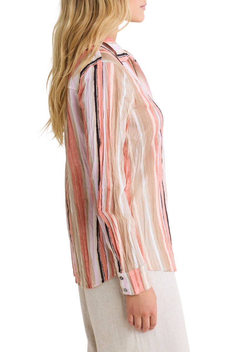 nz BY NIC AND ZOE Stripe Cotton Button-Up Shirt, Alternate, color, Pink Multi