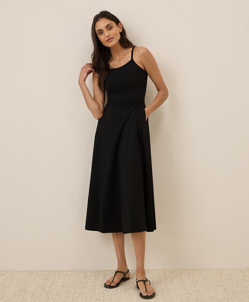 Pact Organic Cotton Fit & Flare Midi Dress In Black