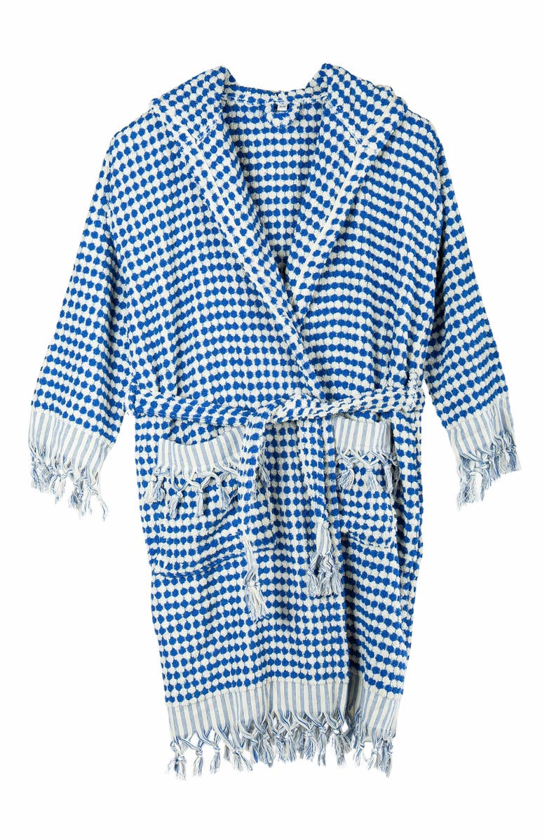 Forever & Always Shoes Janice Organic Cotton Handwoven Bubble Bathrobe, Alternate, color, Blue Handwoven Bubbles