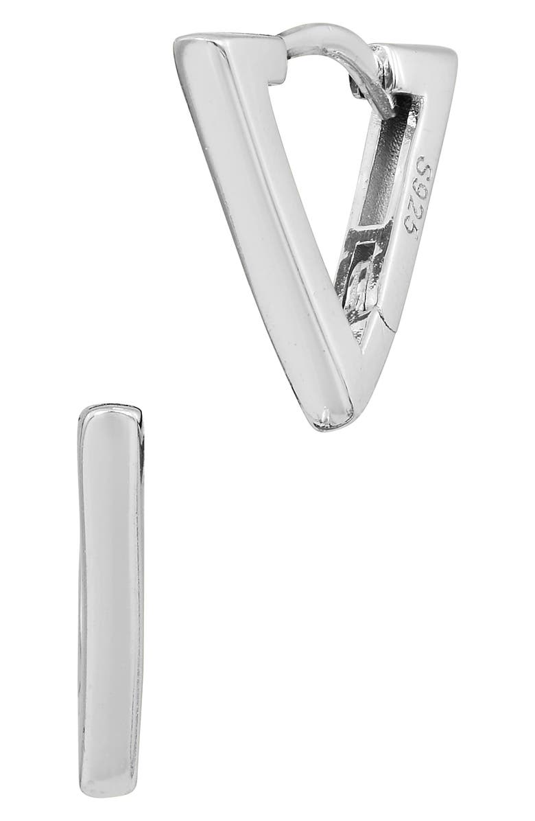 SAVVY CIE JEWELS Triangle Huggie Hoop Earrings, Main, color, White