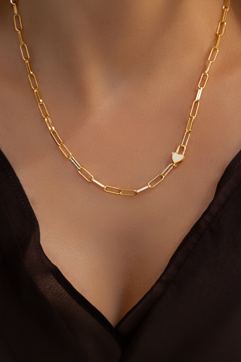 Heart Padlock Necklace, Alternate, color, 18k Gold Plated