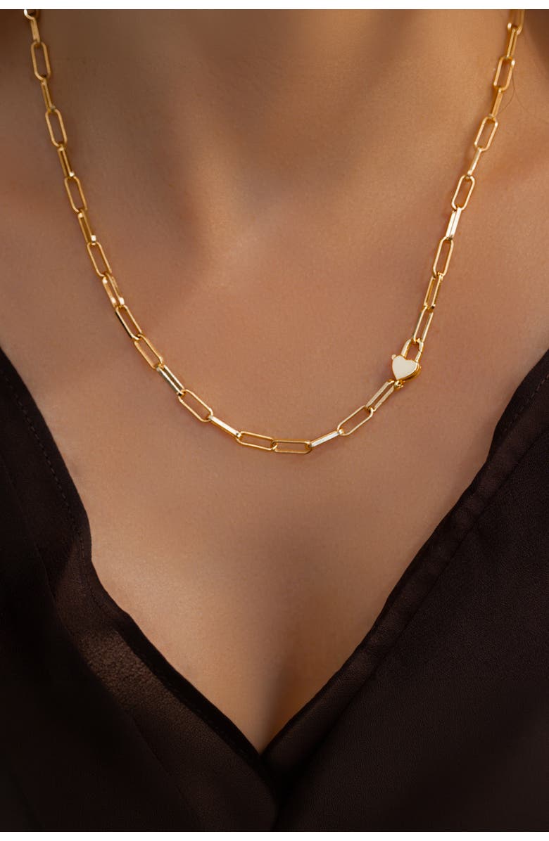 Mint & Lily Heart Padlock Necklace, Alternate, color, 18K Gold Plated