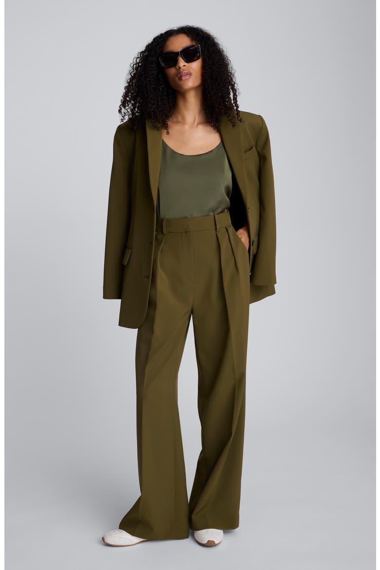 Double Pleat High Waist Wide Leg Pants, Alternate, color, OLIVE GREEN