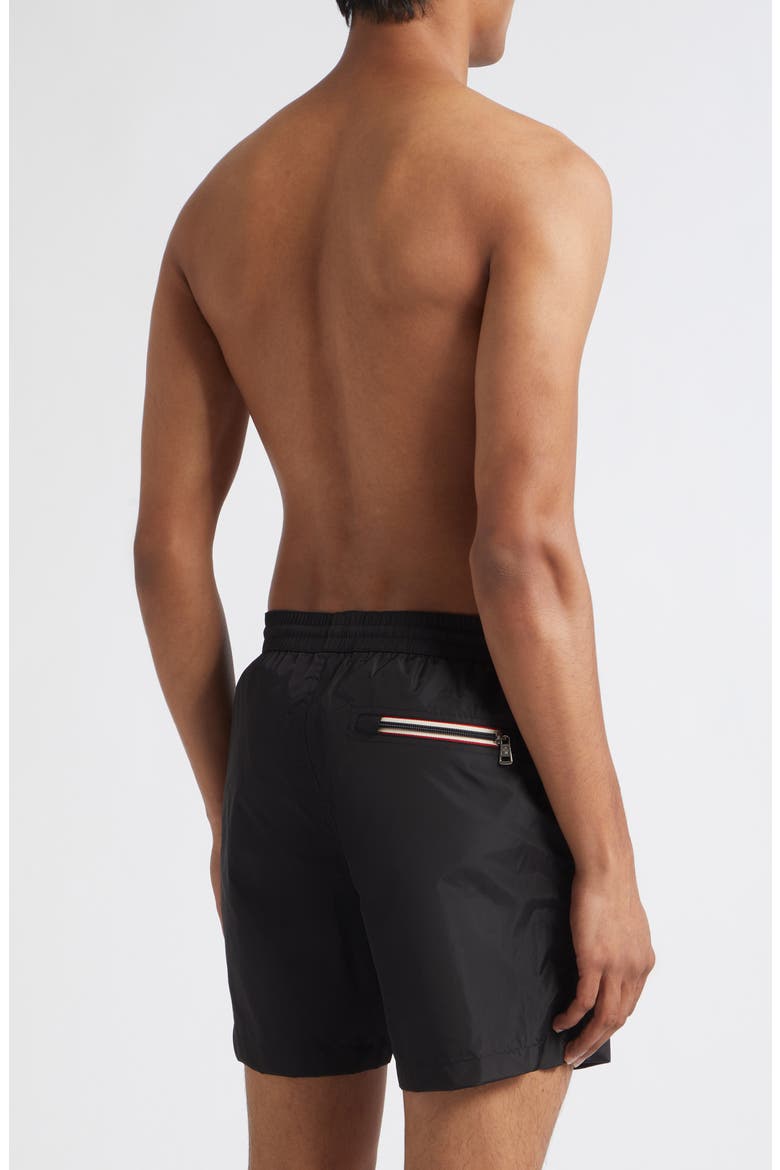 Logo Patch Swim Trunks, Alternate, color, BLACK