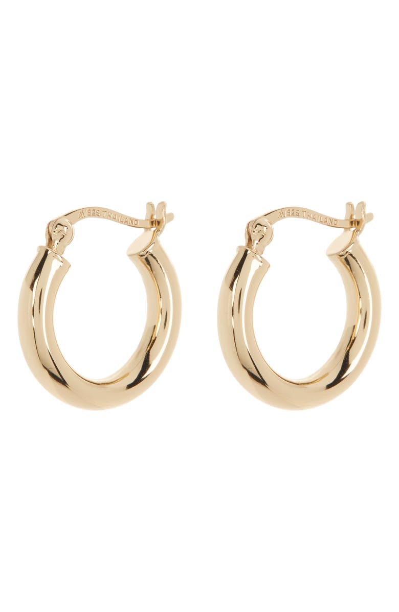 Argento Vivo Sterling Silver Small Tube Hoop Earrings, Main, color, Gold