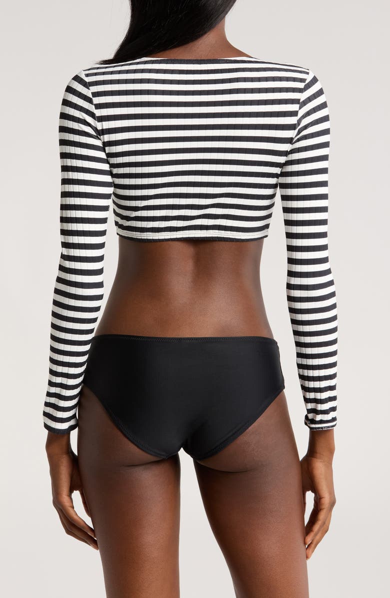 Solid & Striped The Rashguard Swim Top, Alternate, color, Blackout X Marshmallow