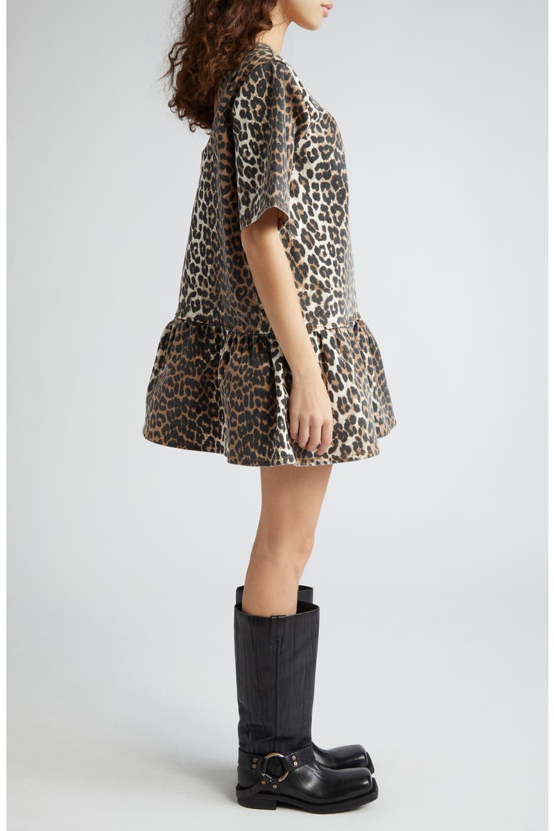 Leopard Print Open Back Organic Cotton Stretch Twill Minidress, Alternate, color, LEOPARD