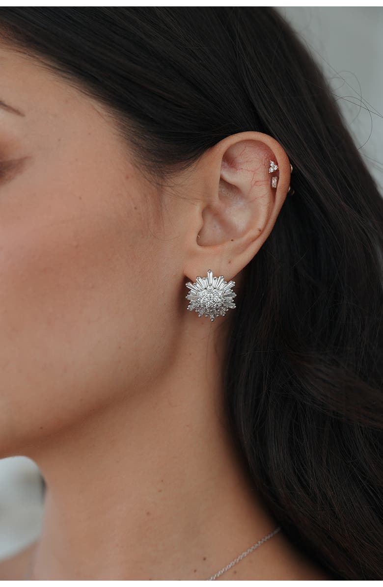 Untamed Petals Celestial Crystal Studs, Alternate, color, Silver