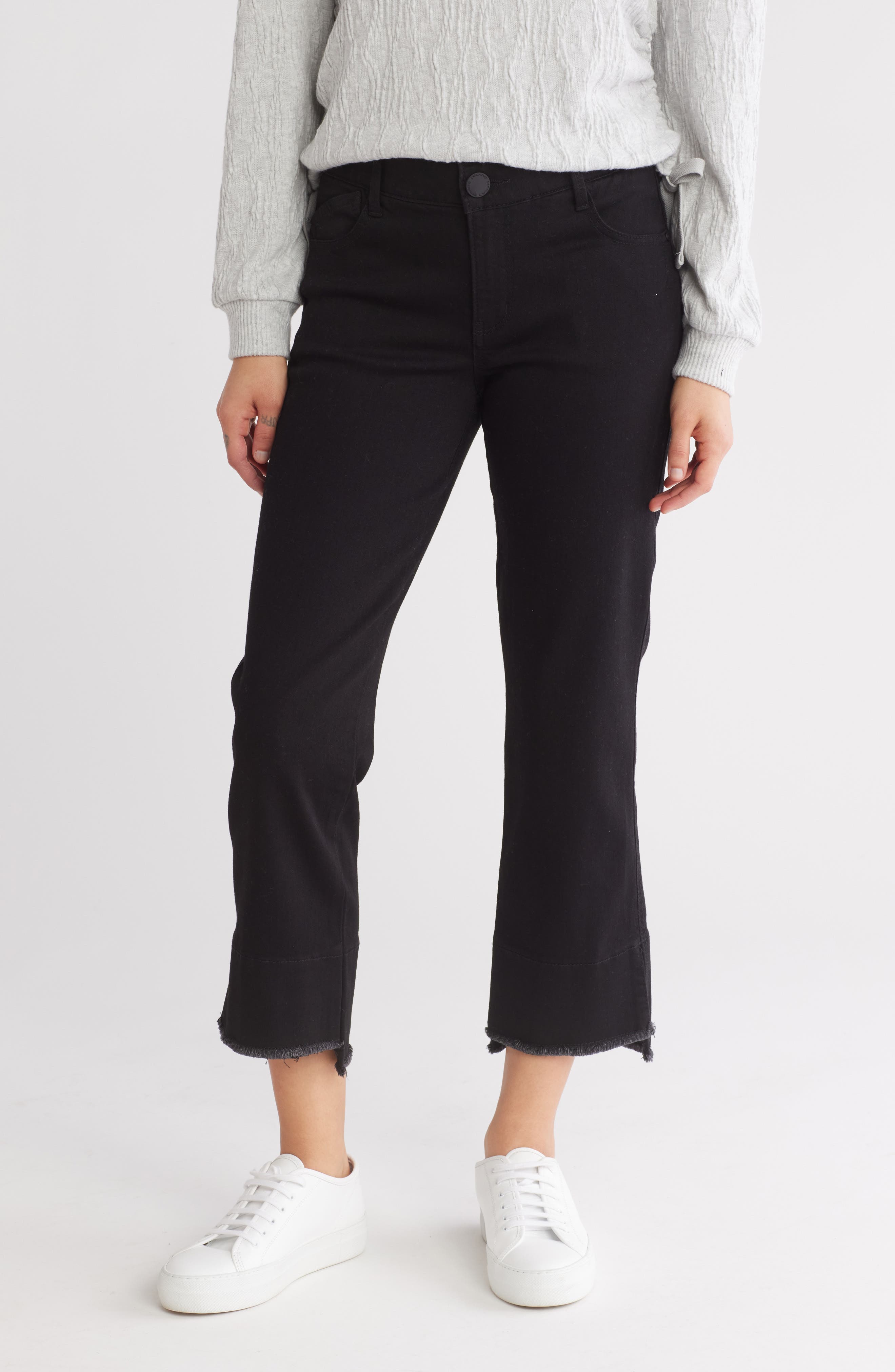 Democracy Fray Hem Crop Kick Flare Jeans