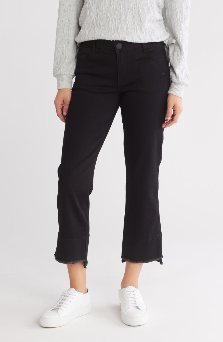 Democracy Fray Hem Crop Kick Flare Jeans, Main, color, Black