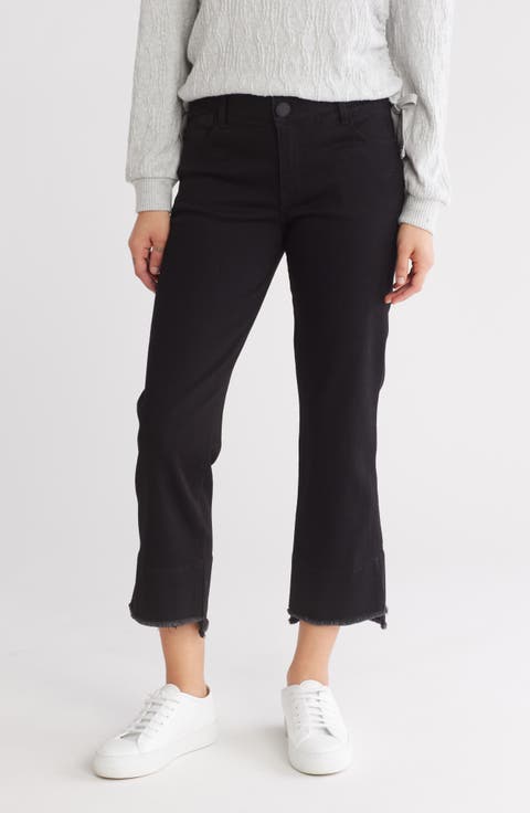 Fray Hem Crop Kick Flare Jeans