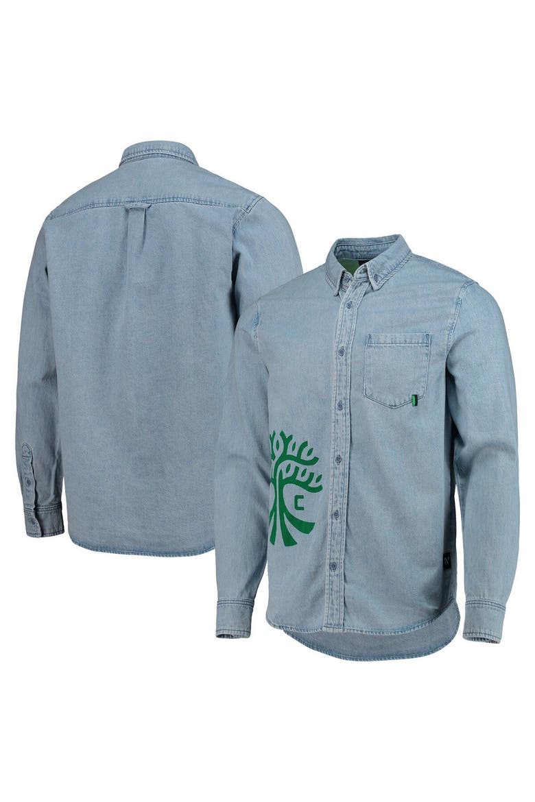 Men's The Wild Collective Blue Austin FC Denim Button-Down Long Sleeve Shirt, Main, color, Blue