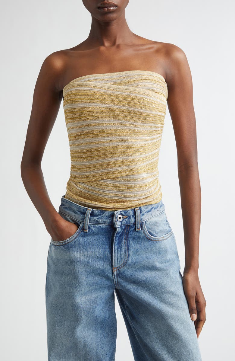 Missoni Ruched Metallic Tube Top, Main, color, Gold Tones