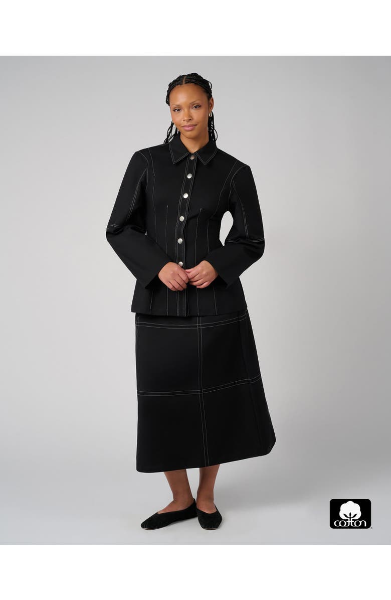 WeWoreWhat Structured Balloon Sleeve Shirt, Alternate, color, Black