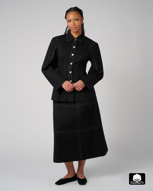 Weworewhat Structured Balloon Sleeve Shirt In Black