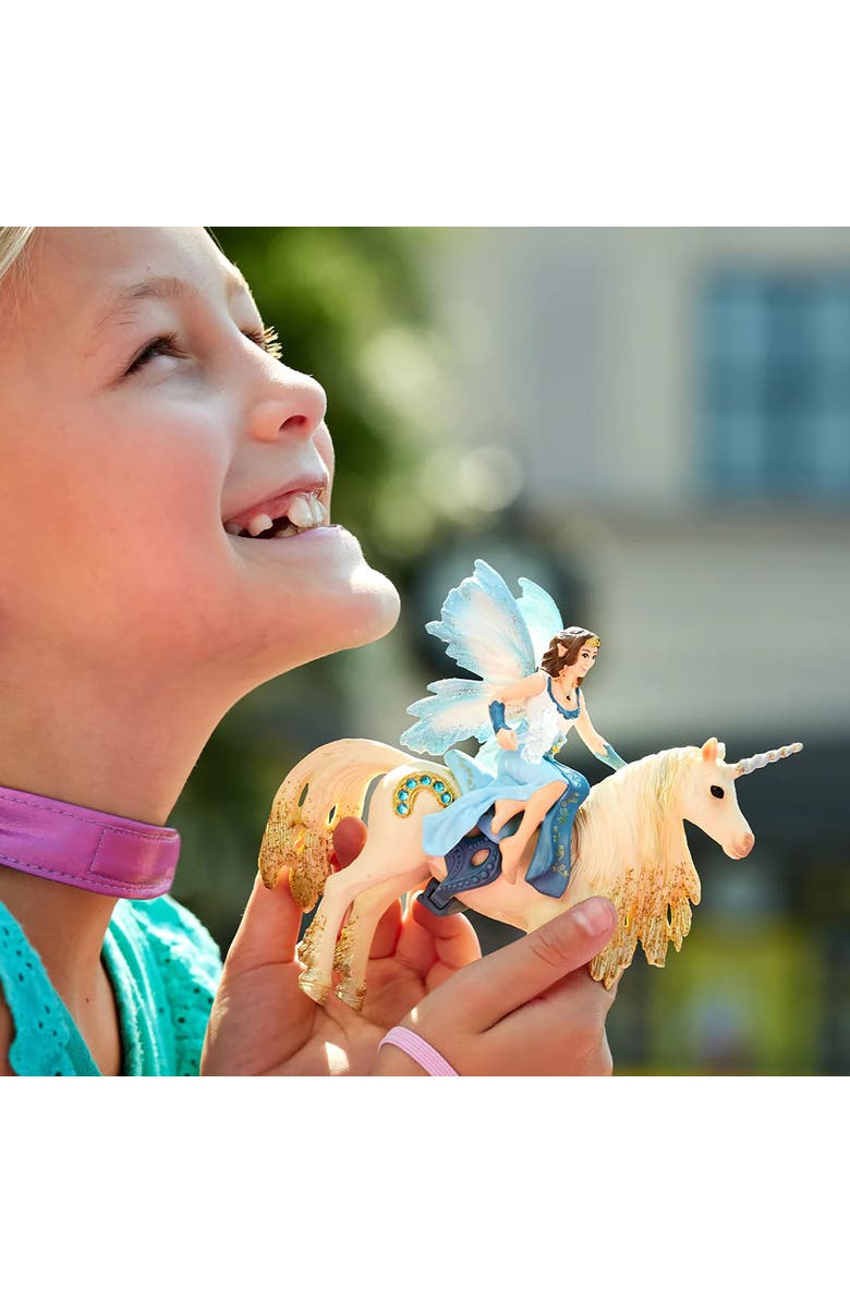 Schleich Bayala Eyela Ride On Golden Unicorn, 3 Piece Collectible Toy, Kids, Alternate, color, Multicolored