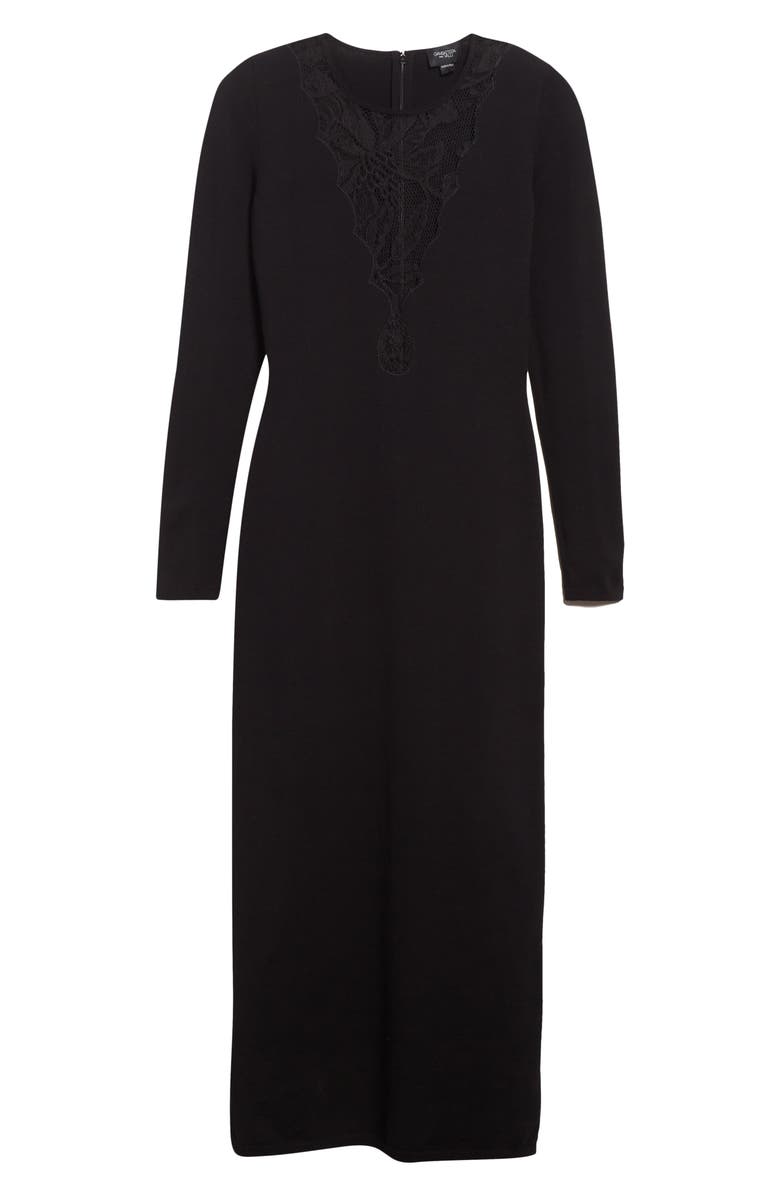 Giambattista Valli Lace Detail Long Sleeve Knit Dress, Alternate, color, Black
