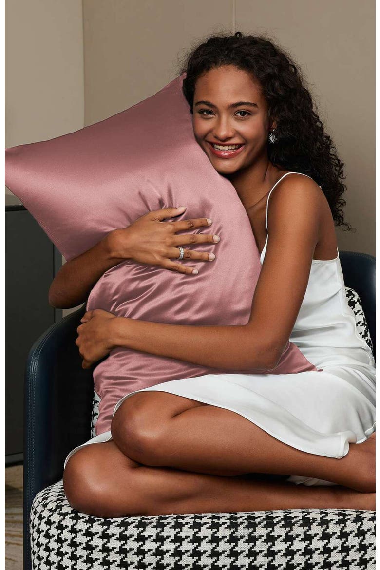 22Momme 100% Mulberry Silk Envelope Pillowcase, Alternate, color, PaleMauve