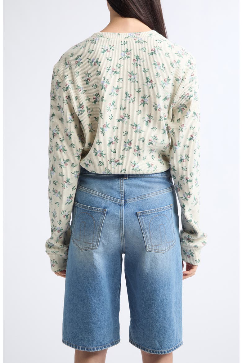 Danbury Floral Waffle Stitch Henley, Alternate, color, IVORY