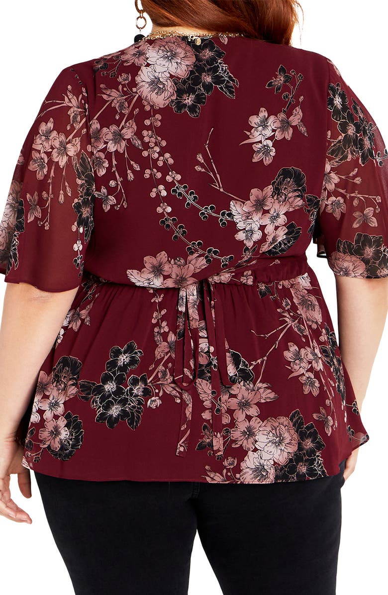 City Chic Blossom Love Tie Back Top, Alternate, color,